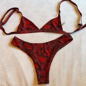 ZAFUL red snake patter bathing suit size small